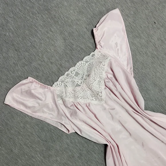 Vintage Union Made Lacey Lingerie Pink Chemise Slip Dress Nightgown - Picture 3 of 12